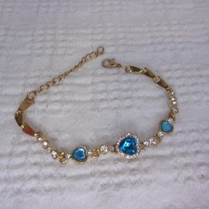 Elegant Gold and Blue Heart Bracelet